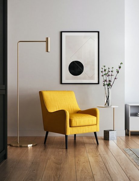 Minimalist living room with warm textures